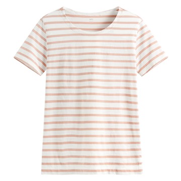 竹節棉條紋短袖T恤-女