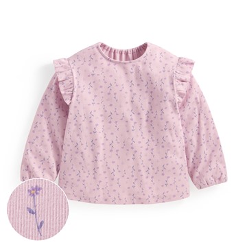 羅紋荷葉造型印花T恤-童