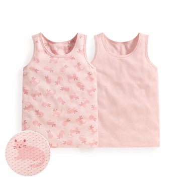 純棉網眼印花背心(2入)-童