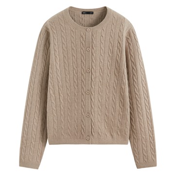 麻花圓領針織外套-女