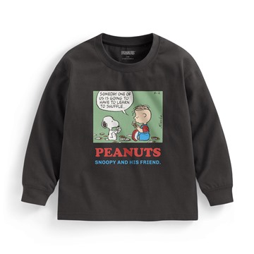 史努比系列寬版長袖印花T恤-09-童