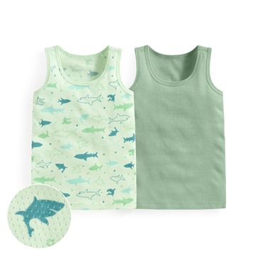 純棉網眼印花背心(2入)-Baby