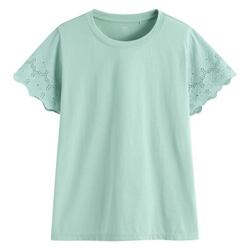 柔滑棉蕾絲袖上衣-女