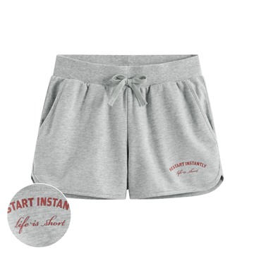 小毛圈文字印花短褲-女