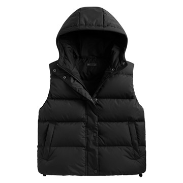 極暖羽絨寬鬆連帽背心-女