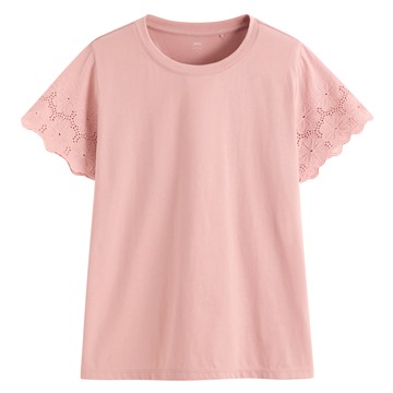 柔滑棉蕾絲袖上衣-女