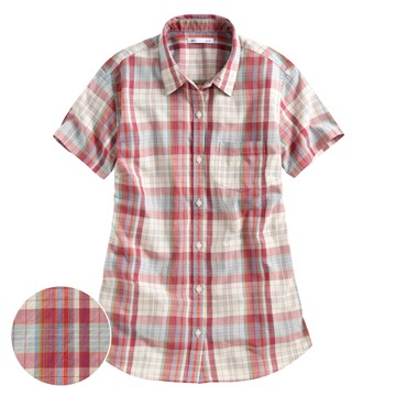 格紋短袖襯衫-女