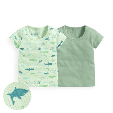 純棉網眼印花T恤(2入)-Baby