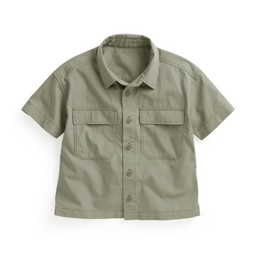 工裝寬版短袖襯衫-童