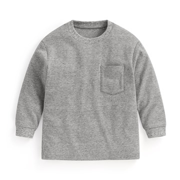 磨毛柔棉寬鬆口袋長袖T恤-童