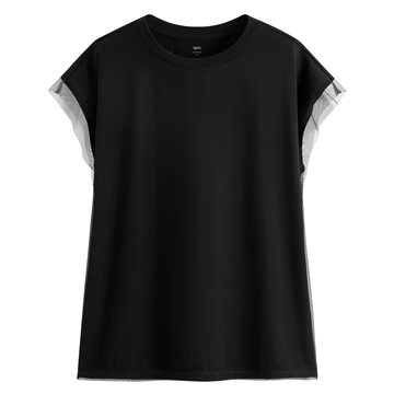 柔滑棉網紗連袖上衣-女