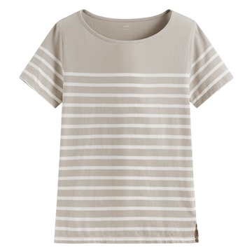 純棉船領條紋短袖T恤-女