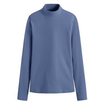 羅紋立領長袖T恤-女