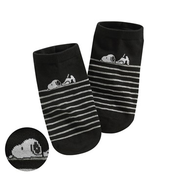 史努比系列條紋踝襪-女