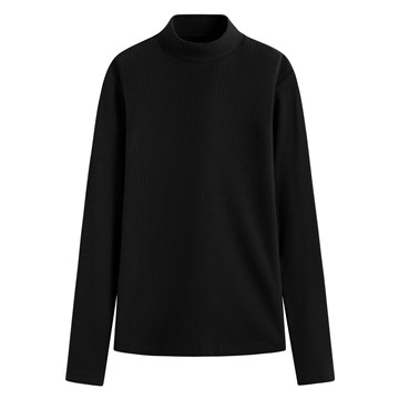 羅紋立領長袖T恤-女