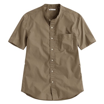 柔棉立領短袖襯衫-男