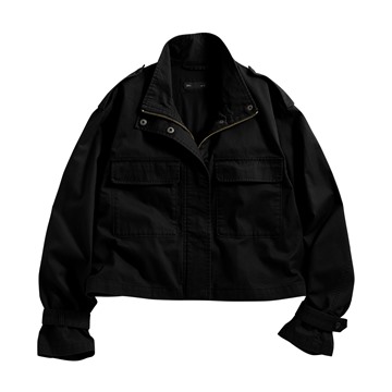 水洗立領短版外套-女