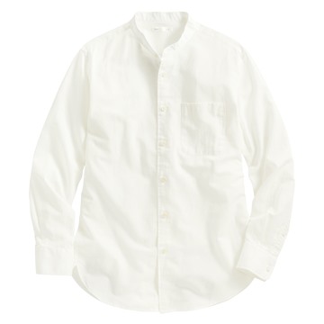 棉麻立領長袖襯衫-男