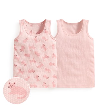純棉網眼印花背心(2入)-Baby