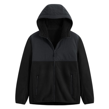 仿羊羔絨拼接連帽外套-男