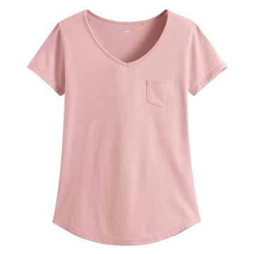 莫代爾口袋V領T恤-女