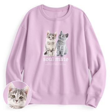 貓咪刷毛印花圓領衫-女