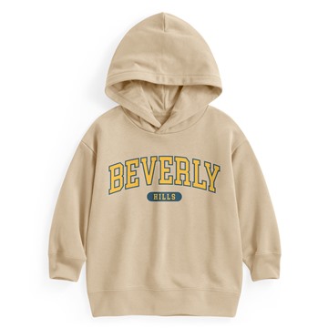 文字毛圈寬版印花連帽衫-05-童