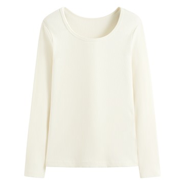 羅紋U領長袖T恤-女