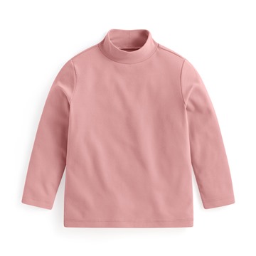 磨毛羅紋立領長袖T恤-童