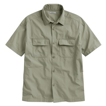 工裝寬版短袖襯衫-男