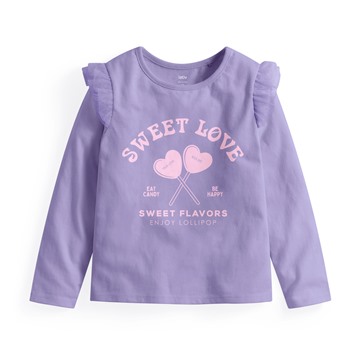 文字網紗長袖印花T恤-08-童