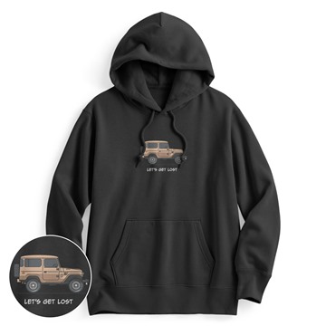 復古汽車刷毛印花連帽衫-男