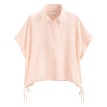 短版綁帶短袖襯衫-女