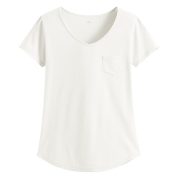 莫代爾口袋V領T恤-女