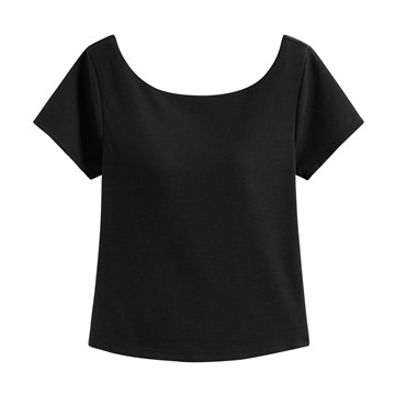 Bra羅紋挖背短版T恤-女