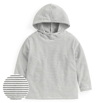 棉質彈力條紋連帽上衣-童