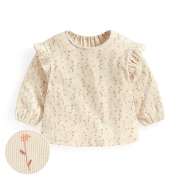 羅紋荷葉造型印花T恤-Baby