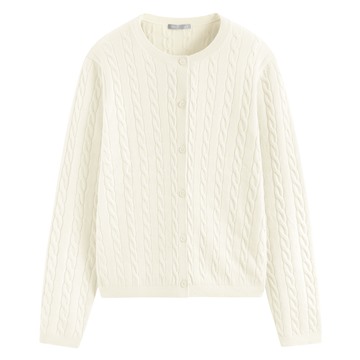 麻花圓領針織外套-女