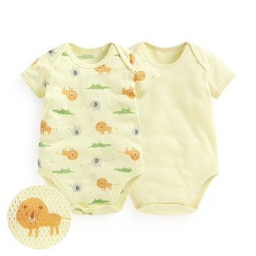 純棉網眼印花包臀衣(2入)-Baby