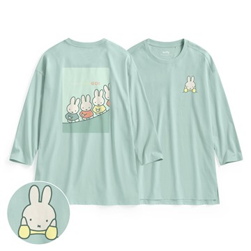 Miffy and Friends寬長版八分袖印花T恤-10-女