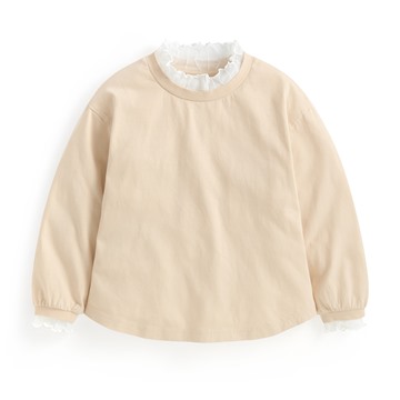 棉質花邊拼接上衣-童