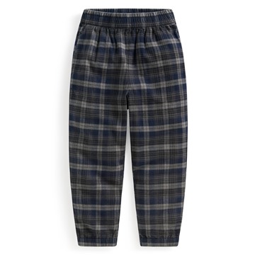 法蘭絨格紋束口褲-童