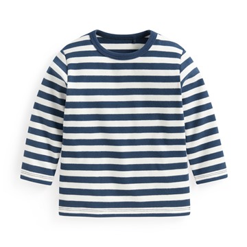 磨毛羅紋條紋圓領T恤-Baby
