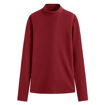 羅紋立領長袖T恤-女