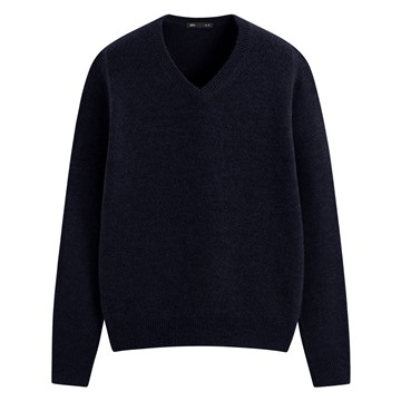 粗針混紡V領毛衣-男