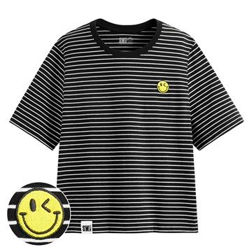 S.W.SMILEY®純棉寬版電繡T恤-女