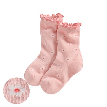 木耳邊提花中筒襪-童