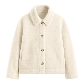 仿羊羔絨翻領外套-女