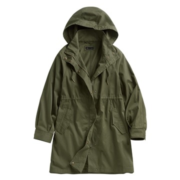 水洗寬鬆長版連帽外套-女