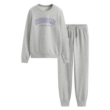 毛圈文字家居套裝-女